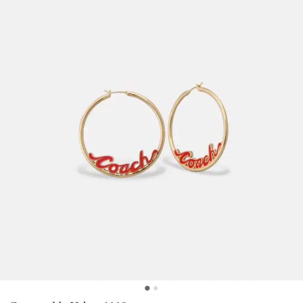 ❤️COACH EARRINGS ❤️ HOOP EARRINGS. RED ENAM NIP retail $118 - Picture 2 of 5